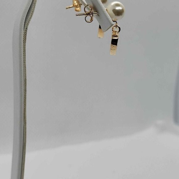 LAST ONE !!! Brazilian 18k Gold Filled Heart with Pearl Earrings - Picture 2 of 4